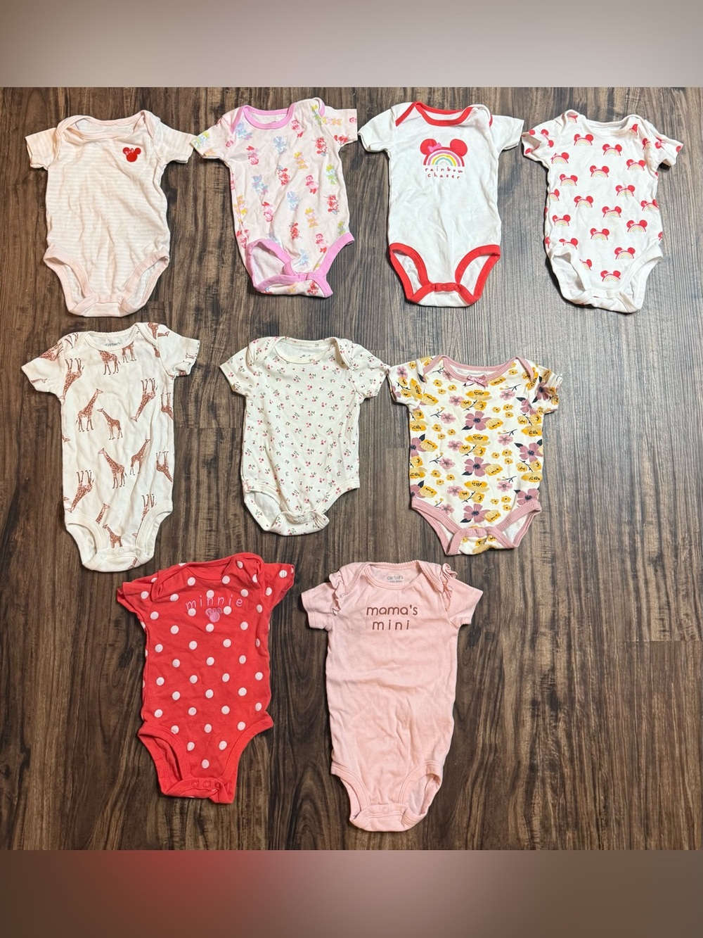 6-9 Months Baby Girls Bodysuits Short Sleeved  Carter’s Disney Minnie Mouse